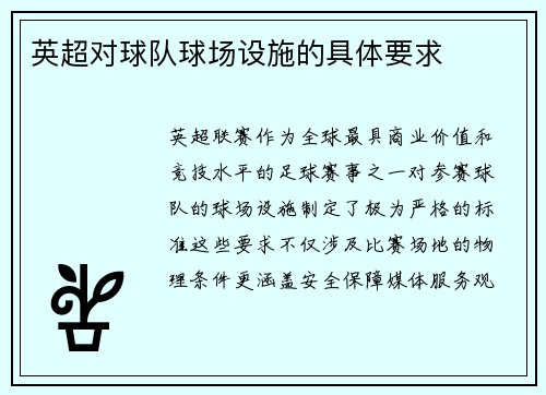 英超对球队球场设施的具体要求